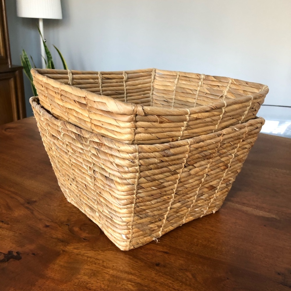 Pair of Seagrass Storage Baskets Decorative and Functional!